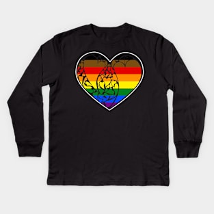 People of Color Pride Flag LGBT+ Heart Kids Long Sleeve T-Shirt